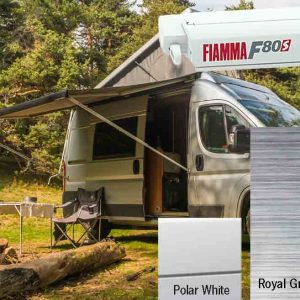 F80S strešna tenda - Dolžina: 400 cm - Barva tkanine: Royal Grey - Ohišje: Polarna bela