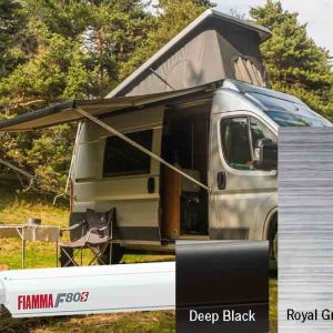 F80s strešna markiza Deep Black - Royal Grey - 4,25 m