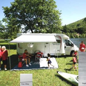 Stenska markiza F45S 450 - Ohišje: Polarno bela - Tkanina: Kraljeva siva