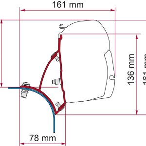 Fiamma F45 adapter za tendo za VW T5 / T6 z dvižno streho - levosučni pogon