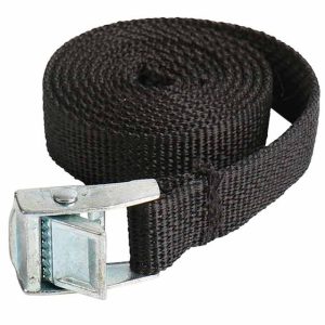 Napenjalni trak za nosilec plinske jeklenke, črne barve, z zaponko za vpenjanje