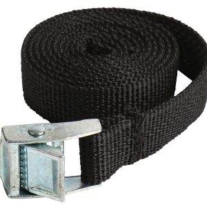 Napenjalni trak za nosilec plinske jeklenke, črne barve, z zaponko za vpenjanje