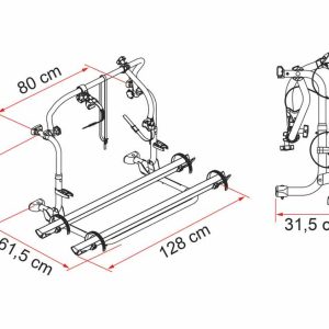 Aluminijasti zadnji nosilec Carry-Bike L80 za 2 kolesi