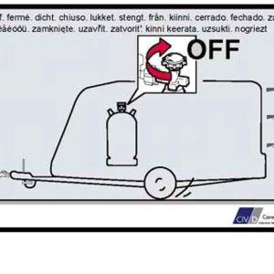 Nalepka "Plinska jeklenka med vožnjo zaprta"