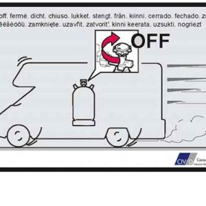 Nalepka "Plinska jeklenka med vožnjo zaprta"