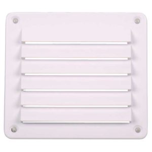 Prezračevalna rešetka, bela, 142x127 mm, kvadratna, z vijaki
