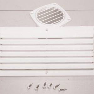 Prezračevalna rešetka, bela, 264x127mm, kotna, z vijaki