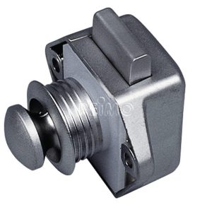 Push Lock Mini - Pohištvena ključavnica nikljana mat - pakiranje po 50 kosov