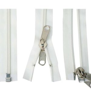 Bela šotorska zadrga z dvojnim ročajem, dolžina 210 cm