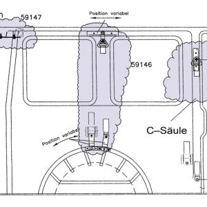 Prilagoditev tritočkovnega varnostnega pasu VW T5 panelni kombi komplet 1 C-stebriček levi ali desni