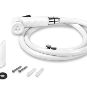 Tuš set bele barve z zapiralnim vzvodom, 150 cm