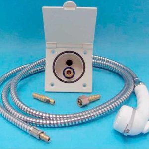 Set vtičnice za vodo z ročno prho, vključno z 2 m cevi - bela