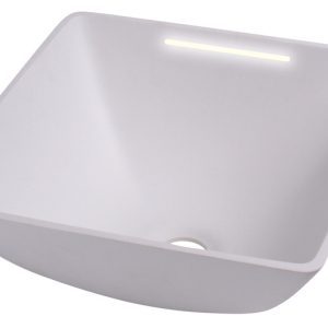 Design kvadratni umivalnik z osvetlitvijo LED - bela