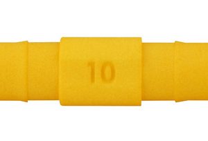 Ravni priključek za 10 mm cev 2 kosa. belo-rumena