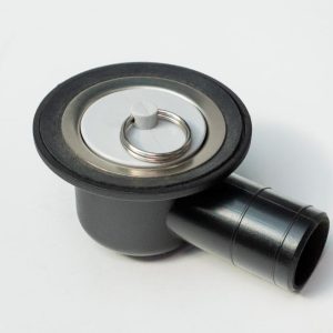 Odvod vode 39 mm pod kotom s čepom - tip F