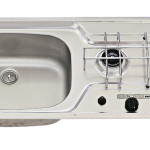 Pomivalno korito/kuhalnik 800x320 2-gorilnik iz nerjavečega jekla piezo posoda levo 30mbar