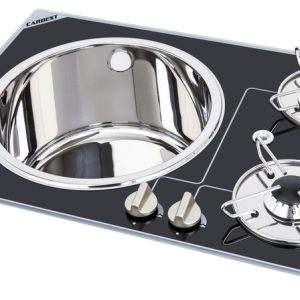 Kombinacija kuhalne plošče in pomivalnega korita - 2 gorilnika z varnostnim steklom