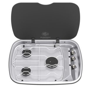 Plinska plošča s 3 gorilniki 2x 1,5 kW + 1x 2,5 kW, gumbi za upravljanje na desni strani