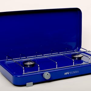 Plinski štedilnik Rumba s piezoelektričnim in varnostnim pilotom 2-gorilnik - modra barva - 50 mbar