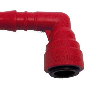 Kotni rdeči priključek za vodno cev 10 mm