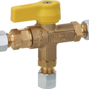 Ročni preklopni ventil iz medenine za sistem z dvema steklenicama