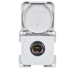 Vgrajena vtičnica 12V s pokrovom, bela, ohlapna