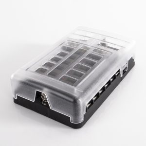 Razdelilnik napajanja z 12-stopenjskim držalom varovalk