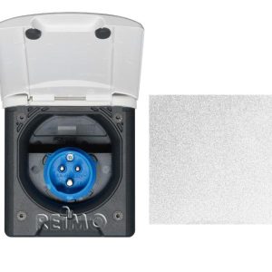 Vtičnica CEE z magnetnim zatičem v svetlo sivi barvi