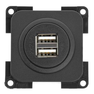 Dvojna polnilna vtičnica USB-A 5 V / 2 x 2,5 - siva