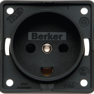 Vgrajena vtičnica 230 V antracitno mat z dvignjeno zaščito kontaktov Zaščita pred nevarnostjo dotika Danska