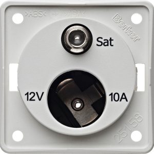 SAT vtičnica z 12V vtičnico, polarna bela