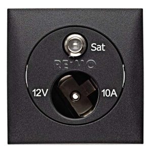 SAT vtičnica z vtičnico 12V, antracitna barva, ohlapna