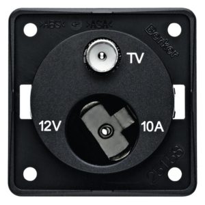 Vtičnica za TV anteno z vtičnico 12V, antracit