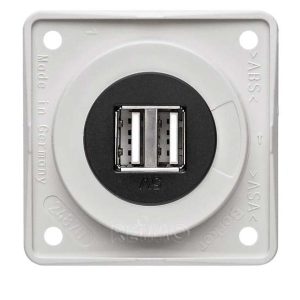 Berker USB vtičnica za polnjenje 12V dvojna sivo-bleščeča, vstavek črn