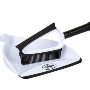 Silikonski komplet ročne krtače in lopatke za prah - bela / črna