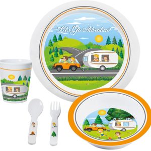 Brunner LET'S GO ADVENTURE melaminski set otroške posode, 5 delov