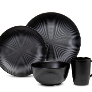 Melaminska posoda Lund - 16 kosov - Črna