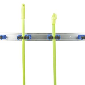 Držalo za metlo s 5 sponkami v modri barvi, 70 cm