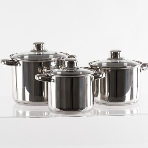 Camp4 komplet loncev iz nerjavečega jekla s steklenim pokrovom - 6 kosov