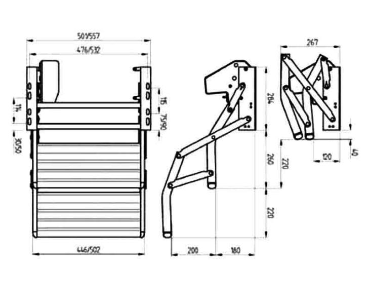 Omnistep aluminijasta dvojna stopnica - 12 V motorizirana stopnica za dostop - slika 2