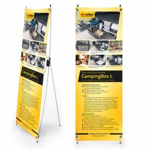 Banner X - motiv: Reimo Campingbox L, angleščina, Velikost: 60x180cm