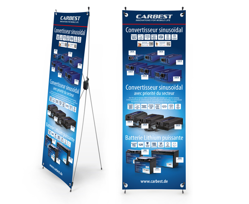 Carbest X-Banner-Motiv: inverter, litijska baterija, francosko, velikost: 60x180cm - slika 2