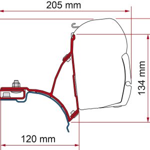 Fiamma adapter F45 za VW T5/T6 Transporter Multivan - srebrn - levosučni pogon