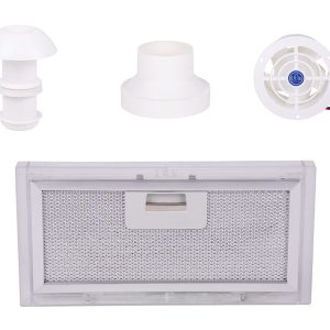 4-delni komplet za odvod zraka s strešnim dimnikom, ventilatorjem, adapterjem in filtrom