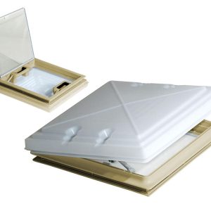 Strešni pokrov modela 42 400 x 400 mm v videzu matiranega stekla z mrežo proti komarjem - bež notranji okvir