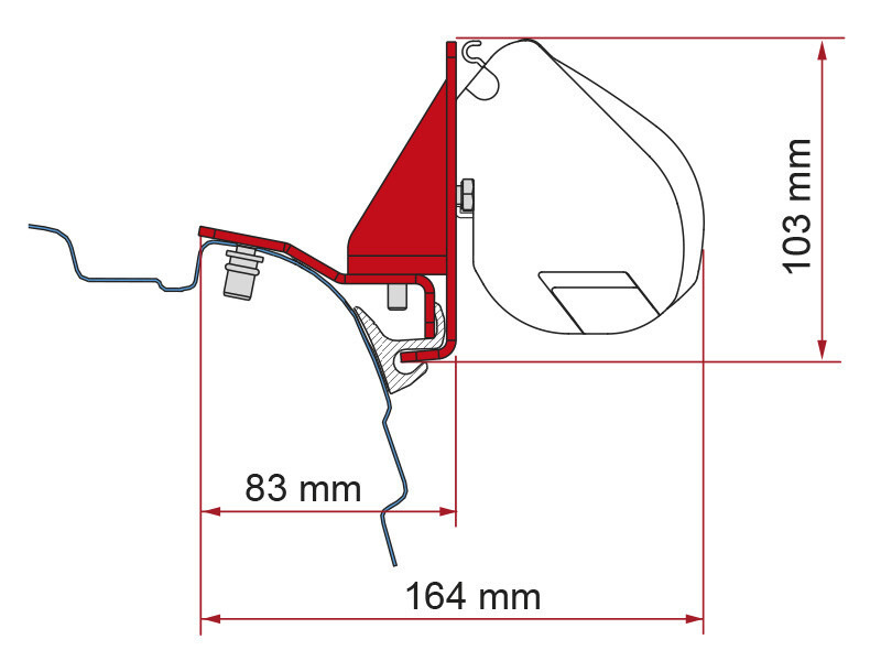Adapter za tendo Fiamma F35pro/F45s - Za VW T5/T6/T6.1 s sistemom Reimo Multirail - slika 2