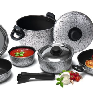 Komplet aluminijastih loncev za kampiranje Rocky - 9 kosov