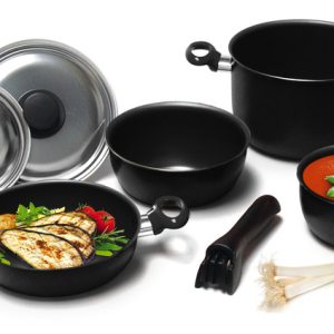 Komplet aluminijastih loncev - črn - 7-delni