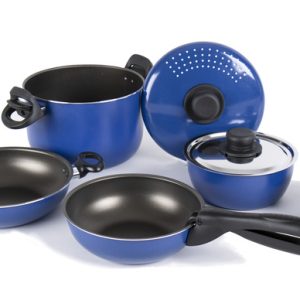 Aluminijasta posoda za kampiranje s prevleko proti prijemanju - 9 kosov