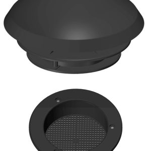 Gobasti zračnik Ø 190 mm z mrežo proti insektom – izrez v strehi Ø 110 mm – črn